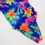 Kathy Ireland Vintage 80s Crinkle Neon Tie Dye One Piece Swimsuit Photo 7
