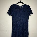 Nsr  Revolve Blue Lace Midi Sheath Dress Womens M Formal Preppy Date Night Classy Photo 8
