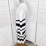 Belldini Crochet Pointelle Striped Duster Cardigan Sweater White Black Medium Photo 1