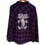 SWIXXZ Purple Plaid Flannel Shirt Know Your Enemy Goth Punk Emo Photo 3