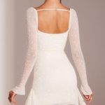 Oh Polly TIVOLI Long Sleeve Embellished Cowl Neck Mini Dress in White Photo 1