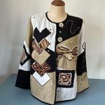 Indigo Moon womens blazer jacket size S black and tan geometric pattern Photo 0