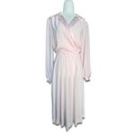 Vintage Sheer Pastel Pink Satin Trim Wrap Top Midi Dress Romantic Feminine 8 Photo 11