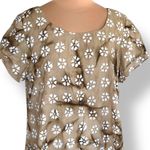 Vintage Handmade Tan White Batik Floral Maxi Dress Pockets Scoop Neck Large Size XL Photo 2