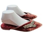 Birdies The Swan Pink Velvet Jeweled Pointed Toe Slip On Mules Size 9.5 NWOB Photo 4