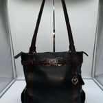 Brighton Black & Brown Pebble Leather Medium Shoulder Bag Tote Purse With Braide Photo 1