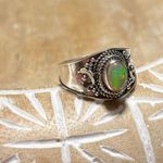 Sterling Silver NWOT Ethiopian Opal 925  Flower Design Ring Photo 3
