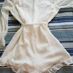 BB Dakota Romper Ivory Swiss Dot Long Sleeve Wrap Top Womens Size Medium Photo 2