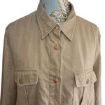 Ralph Lauren Lauren 100% Linen Safari Shirt Jacket Womens 14 Tan Button Front Photo 5