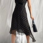 BCBG MAXAZRIA black and nude tan asymmetrical silk polka dot dress Photo 0