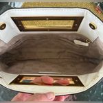 Michael Kors Glossy White Berkeley Clutch Purse with Gold Accent Photo 7