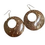 Coconut Shell large circle Earrings Brown Photo 7