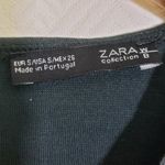 ZARA  COLLECTION Small Black Faux Leather Knit, V-Neck, Shift, Short Sleeve Dress Photo 5