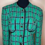 VTG Green Plaid Evan Picone Jacket Womens SZ 10 Blazer Classy Vintage 80s Retro Photo 1