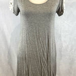Heart & Hips Gray and antique lace jersey shift dress size medium Photo 0