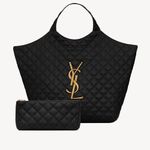 Saint Laurent YSL, iCare Tote Bag and Pouch, Black Quilted Leather Photo 1