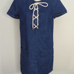 Forever 21 Forever 21 Womens Denim Dress Short Sleeve Lace-Up Pockets Side Zip Dark Wash S Photo 0