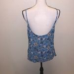 Shyanne Country Western Blue Floral Button down Tank Asymmetrical Front Knot Photo 5