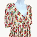 Sézane Melinda Floral Mini Babydoll Dress | Sz 34 (US 2) | White Floral Multi Photo 6