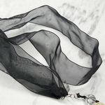 Faux Pearl and Clear Beaded Black Ribbon Tie Statement Necklace Photo 4