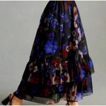 Anthropologie GEISHA DESIGNS RUFFLE FLORAL ORGANZA SKIRT SZ Petite Medium Photo 0