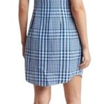 Theory Mayvine Dillon Plaid Linen Mini Shirt Dress Women 4 Blue White Preppy NWT Photo 1