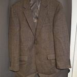 Saddlebred  Brown Herringbone Blazer, Men's 42L Sport‎ Coat, Two Button Jacket Photo 0