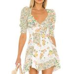 For Love & Lemons  Rosalyn Floral Ruffle Mini Dress in Green XXS Cottagecore Photo 5