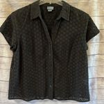Classic Elements Black open Knit Button Up Shirt Photo 1