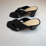 Banana Republic  Black Crossover Heeled Sandal Block Heel Mules Shoes Size 8.5 Photo 2