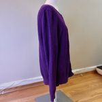 Lands' End Land’s End Women’s 100% Supima Cotton Button Down Diamond Knit Cardigan Purple L Photo 3