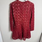ZARA  Crochet Lace Boho A Line Mini Dress‎ Size Large Burgundy Wine Valentine Photo 7