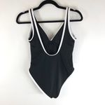 AQUA Swim 1/4 Placket Light Support One Piece Swimsuit Button Black White S Photo 3