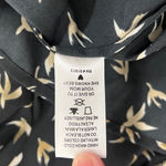 Cooper and Ella  Women’s Black with Gold Bird Print Zip Front Blouse Size: Small Photo 4