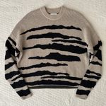 NAADAM Wool Cashmere Tiger Stripe Jacquard Crew Pullover Sweater Oatmeal Women’s Tan Size L Photo 1
