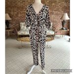 Bebe  Jumpsuit Leopard Animal Print Blouson Ankle Length S Dual Leg Cuff Party Photo 1