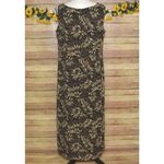 Studio I Vintage 90’s Y2K Black Brown All Over Leaf Print Maxi Dress Women’s 14P Photo 4