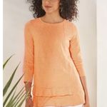 Soft Surroundings Blouse Women XL Petite Long Sleeve Stripe Pima Cotton Cruise Photo 1