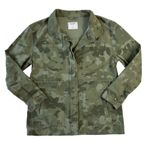 Old Navy  Women's XS Green Camo Canvas Collared Jacket Full Zip Cinch Waist Photo 0