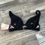 Betsey Johnson  Swim BEACH Floral BLACK Bikini Top Size MEDIUM Rosette NWT #67 Photo 2