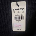 EXPRESS NEW Navy Blue Ruffle Sleeve V Neck Knit Sweater Oversized Photo 6