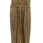Ieena for MacDuggal Sequin Halter Dress Sz 8 Gown Gold Sequin New Years Formal Photo 0