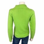 Ralph Lauren Lime Green Sweater Gold Toggle Knit Preppy Y2K Retro Classic Size S Photo 3