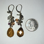Boho Dangling Beaded Faux Tigers Eye Bead Earrings Brown Photo 1