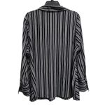 Maggie Barnes  1X Shirt Top Black White Stripe Button Down Front Stretch Woman Photo 6