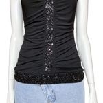 American Vintage Vintage Y2K Black Beaded Sequin Going Out Top Ruched XS/S Fairycore Whimsigoth Photo 6