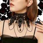 Gothic Retro Black Lace Lolita Necklace Pendant‎ Vampire Chain Lace Necklace Photo 10