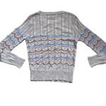 Vintage College Town Chevron Striped Scoop Neck Long Sleeve Lightweight Sweater Tan Photo 4