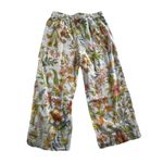Floral Linen Blend Wide Leg Pants Size M Boho Botanical Resort Summer Multiple Size M Photo 3