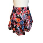 LoboRosa Floral Mini Skirt in Black Small Womens Floral Satin Tiered Photo 6